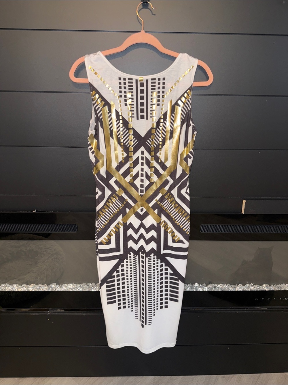ASOS White & Gold Geometric Midi Dress
